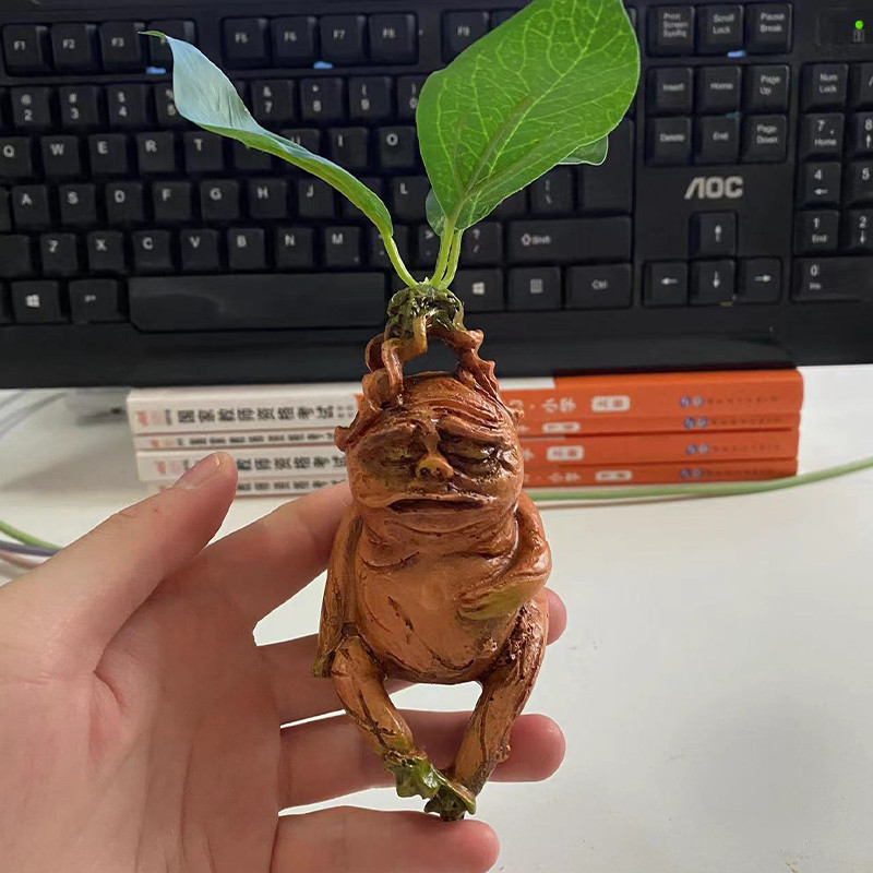 Kip od smole trave mandragore HP ružna figurica mandragore Umjetna biljka Pejzažni ukrasi Kućni vrt Dvorište Balkon Dekor