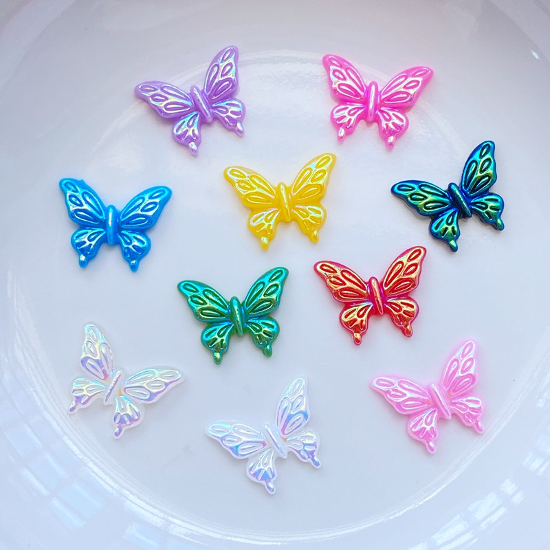 100 komada novih slatkih mini svjetlećih figurica leptira od smole, rukotvorine, ravni kabochon ukrasi, izrada nakita, dodaci za kosu