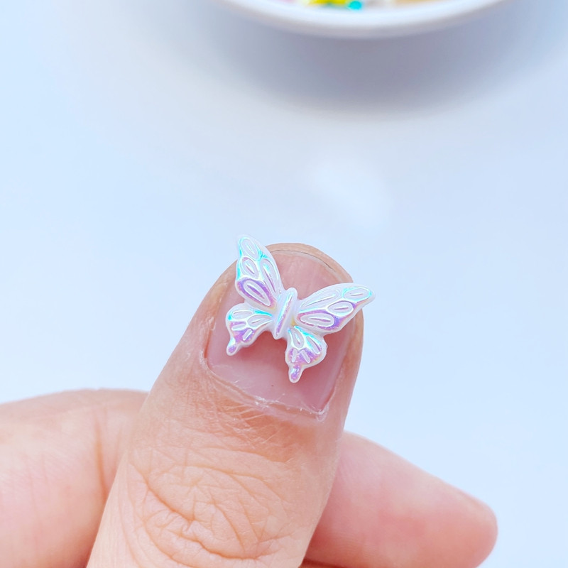 100 komada novih slatkih mini svjetlećih figurica leptira od smole, rukotvorine, ravni kabochon ukrasi, izrada nakita, dodaci za kosu