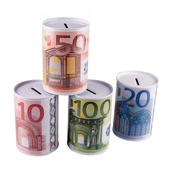 НОВ стил 10/20/50/100 евро долара касичка сейф цилиндър касичка банки за монети депозит кутии за съхранение декорация на дома