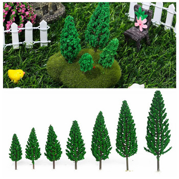 30 бр. Направи си сам мащабни материали Railroad Decor Buliding Layout Artificial Cedar Tree Miniature Model Green Scenery Scene Model