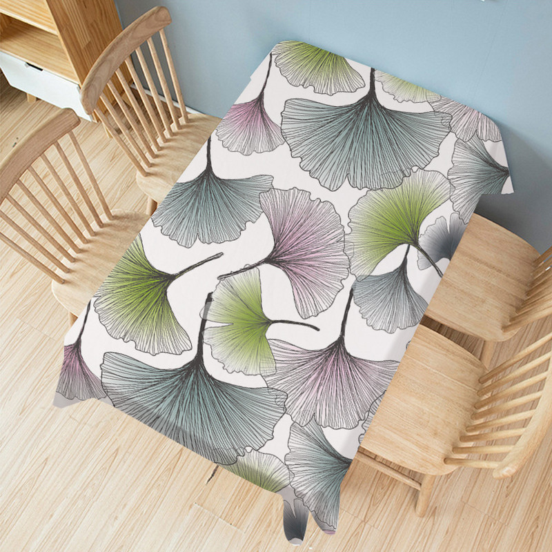 Ginkgo Plant nyomtatott vízálló terítő asztaldíszekhez Kiegészítők Négyszögletű étkező esküvői asztalborító kandalló Át nem eresztő