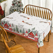 Karácsonyi téglalap terítő Karácsonyfa Gnome Elk Decor Vízálló terítő Ünnepi asztalterítő bulivacsora dekorációhoz