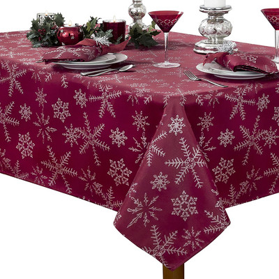 Kalėdinė stačiakampė staltiesė Kalėdų balta snaigės dekoras vandeniui atspari staltiesė šventinė staltiesė vakarienės dekoras