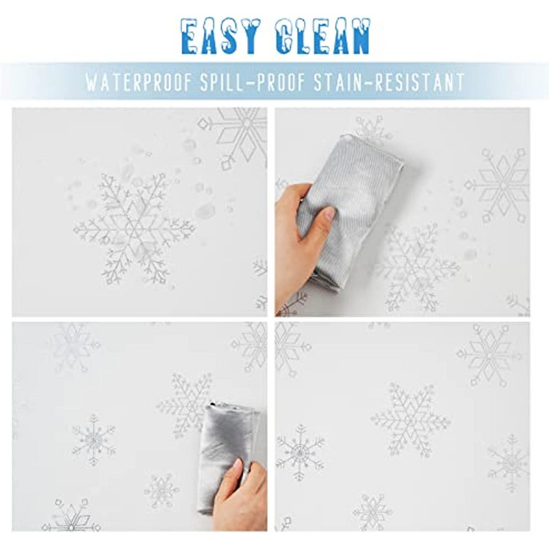 Kalėdinė stačiakampė staltiesė Kalėdų balta snaigės dekoras vandeniui atspari staltiesė šventinė staltiesė vakarienės dekoras