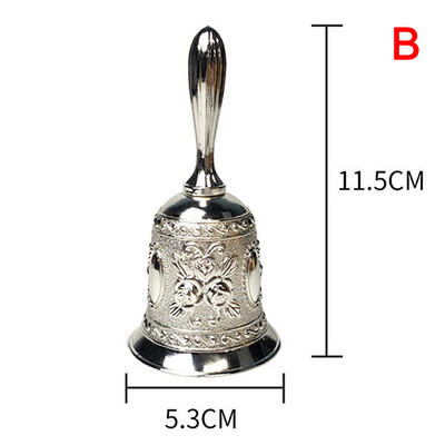 Retro Metalen Tone Hand Bel Metalen School Diner Shoptea Bell Hand Held Craft Bruiloft Decoratie Alarm School Kerk Klaslokaal