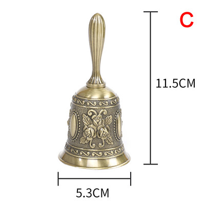 Retro Metalen Tone Hand Bel Metalen School Diner Shoptea Bell Hand Held Craft Bruiloft Decoratie Alarm School Kerk Klaslokaal