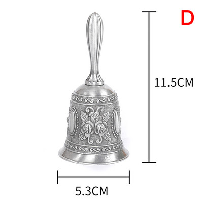 Retro Metalen Tone Hand Bel Metalen School Diner Shoptea Bell Hand Held Craft Bruiloft Decoratie Alarm School Kerk Klaslokaal