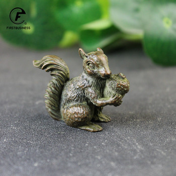 Αντίκα χάλκινος σκίουρος Μικρό άγαλμα Διακοσμητικά επιφάνειας εργασίας Χαριτωμένα ειδώλια ζώων Μινιατούρες Σαλόνι Διακόσμηση σπιτιού Χειροτεχνία Δώρα