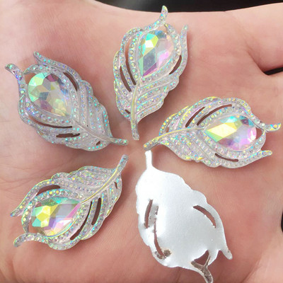 10 GAB sveķu, spīdīgas 3D pāva spalvas, plakanā mugurā, kalnu kristāla aplikācijas, DIY Ziemassvētku albums, figūriņas, amatniecības mājas dekors OW19