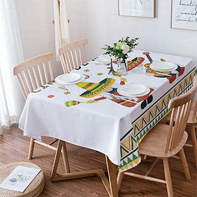 Mexikói május 5. fesztivál téglalap terítő partidísz Cinco De Mayo Skull vízálló terítő konyhai asztaldíszhez
