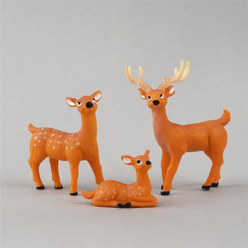 2021 3 бр./компл. Sika Deer Cartoon Animal Figurine Dollhouse Home Decor Miniature Fairy Garden Decoration Resin Christmas Gift