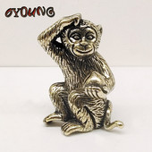 Vintage στερεά ορειχάλκινα στολίδια με άγαλμα μαϊμού με ροδάκινο Χαριτωμένα μινιατούρες μαϊμού Φιγούρες Χάλκινο τσάι κατοικίδιο ζώο Διακοσμήσεις γραφείου σπιτιού