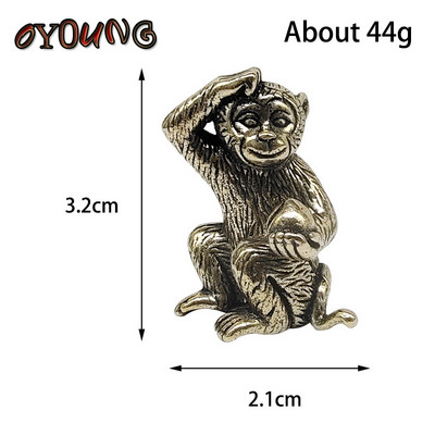 Vintage στερεά ορειχάλκινα στολίδια με άγαλμα μαϊμού με ροδάκινο Χαριτωμένα μινιατούρες μαϊμού Φιγούρες Χάλκινο τσάι κατοικίδιο ζώο Διακοσμήσεις γραφείου σπιτιού