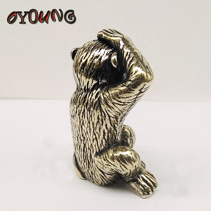 Vintage στερεά ορειχάλκινα στολίδια με άγαλμα μαϊμού με ροδάκινο Χαριτωμένα μινιατούρες μαϊμού Φιγούρες Χάλκινο τσάι κατοικίδιο ζώο Διακοσμήσεις γραφείου σπιτιού