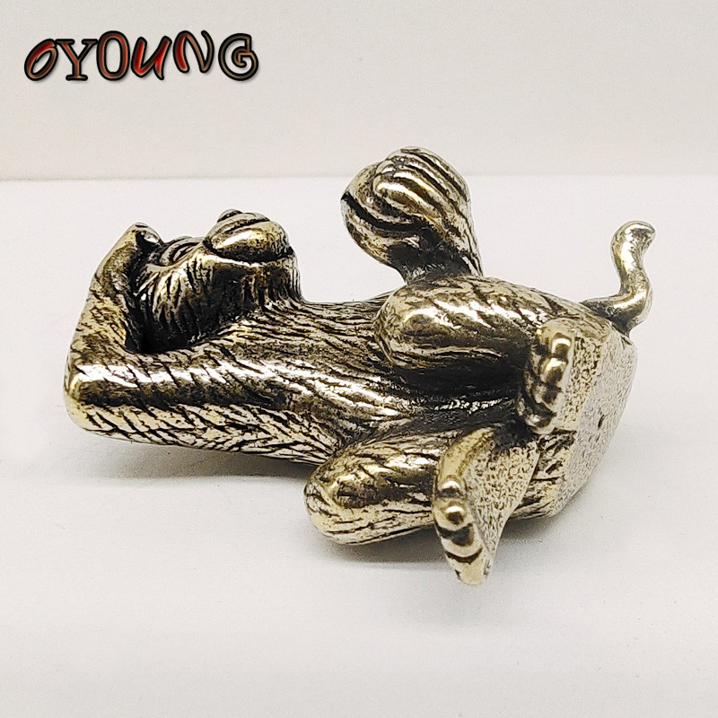 Vintage στερεά ορειχάλκινα στολίδια με άγαλμα μαϊμού με ροδάκινο Χαριτωμένα μινιατούρες μαϊμού Φιγούρες Χάλκινο τσάι κατοικίδιο ζώο Διακοσμήσεις γραφείου σπιτιού