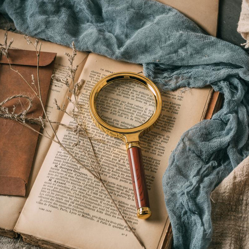 Retro 8X palielināmais stikls, koka rokas lupa Optiskais palielināmais stikls lasīšanai, remontdarbu rotājumi fotografēšanai