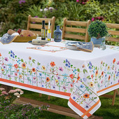 Nyári vadvirágos vízálló terítő ünnepi parti dekorációk Négyszögletű asztalterítő esküvői asztaldíszhez