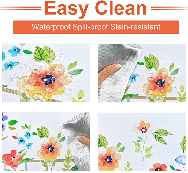 Nyári vadvirágos vízálló terítő ünnepi parti dekorációk Négyszögletű asztalterítő esküvői asztaldíszhez