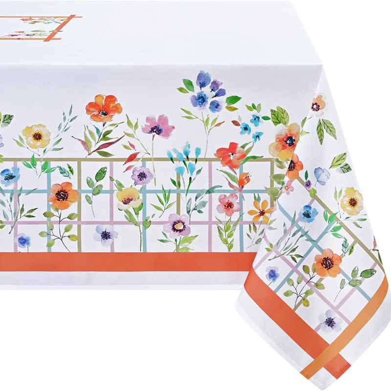 Nyári vadvirágos vízálló terítő ünnepi parti dekorációk Négyszögletű asztalterítő esküvői asztaldíszhez