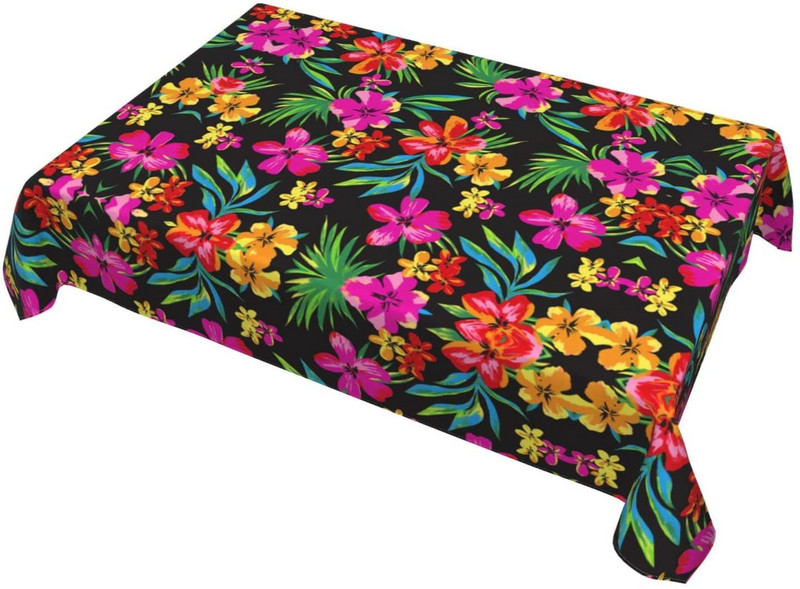 Havaju ziedu taisnstūra ūdensnecaurlaidīgi galdauti svētku ballīšu rotājumi mazgājams galda galdauts virtuves kāzu dekorēšanai