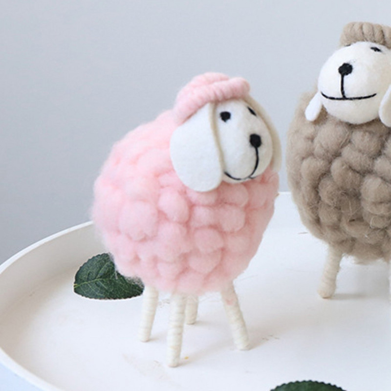 1db mini asztaldísz filc bárányfigurák miniatűrök gyapjú filc bárány aranyos játékok asztali dekoráció lakberendezési tárgyak gyerekajándékok