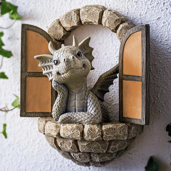 1PC Сладък малък дракон Динозавър Медитация Книга за четене Скулптура Фигура Градина Начало Декор Смола Орнамент