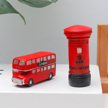 2 бр. Декор във формата на пощенска кутия за автобус Ретро модел Детски британски стил Декорация от смола Публикуване Декорации за дома на офиса