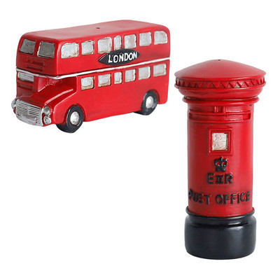 2 db Busz postaláda Forma Dekor Retro Modell Gyerek Brit stílusú Gyanta Dísz Posta Iroda Otthoni Dekoráció