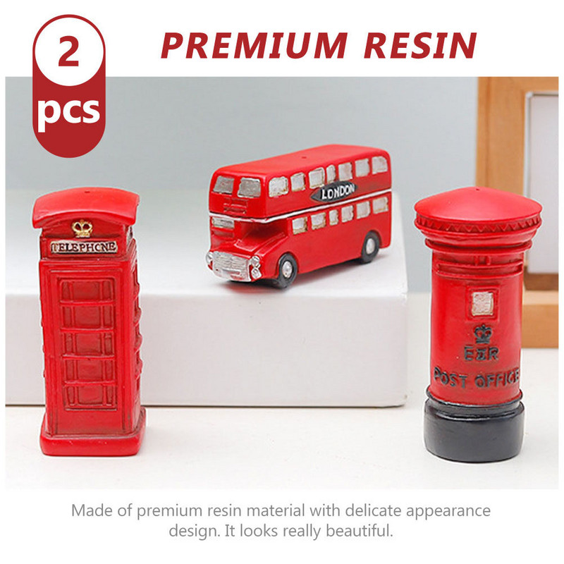 2 db Busz postaláda Forma Dekor Retro Modell Gyerek Brit stílusú Gyanta Dísz Posta Iroda Otthoni Dekoráció