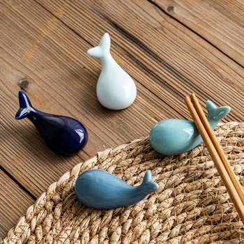 Японски керамични пръчици за хранене Rest Creative Whale Shape Chopsticks Care Spoon Stand Rack Кухненски прибори за декорация комплект ballena