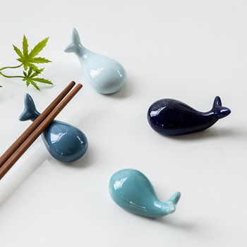 Японски керамични пръчици за хранене Rest Creative Whale Shape Chopsticks Care Spoon Stand Rack Кухненски прибори за декорация комплект ballena