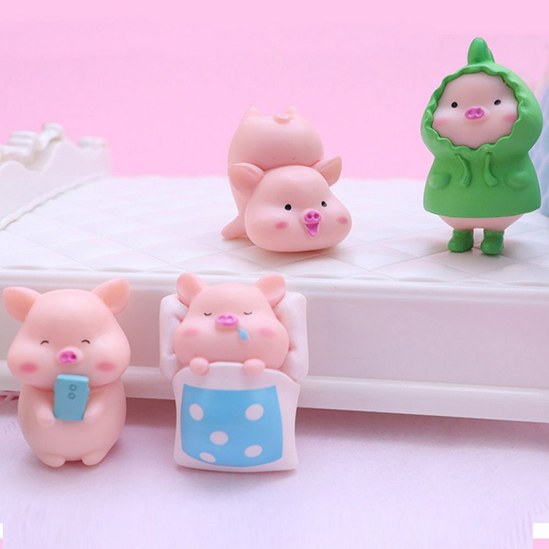 1 Pc Cute Pig Micro Ainavas Jauna Moderna Sveķu statuja Miniatūra Figūriņa Leļļu namiņš DIY Amatniecība Bonsai Rotājumi Mājas Noformējums