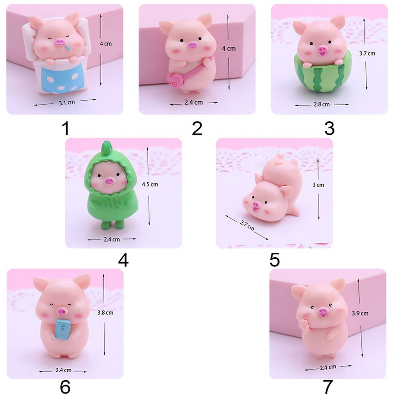 1 Pc Cute Pig Micro Ainavas Jauna Moderna Sveķu statuja Miniatūra Figūriņa Leļļu namiņš DIY Amatniecība Bonsai Rotājumi Mājas Noformējums