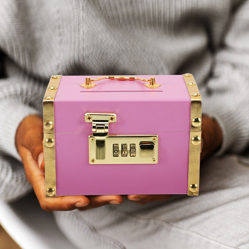 Puidust mündipanga rahakast Puidust hoiupõrsas koos koodlukuga vintage stiilis hoiukastiga