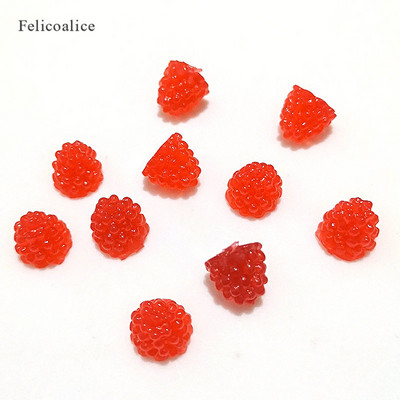 20 gab 3D simulācijas augļu viltus ķiršu/melleņu/zemeņu sveķu miniatūras mākslas Cabochon DIY Dekoratīvās amatniecības scrapbooking