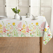 Pavasara akvareļa savvaļas ziedi Taisnstūrveida galdauts svētku rotājumi ballītēm Ūdensizturīgs galda pārklājs ballīšu vakariņu dekorēšanai