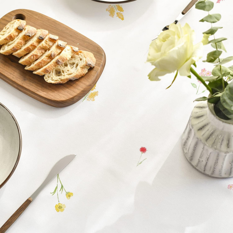 Pavasara akvareļa savvaļas ziedi Taisnstūrveida galdauts svētku rotājumi ballītēm Ūdensizturīgs galda pārklājs ballīšu vakariņu dekorēšanai