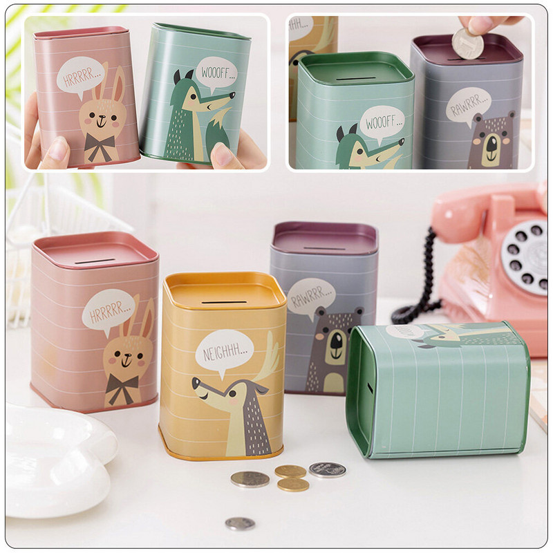 Skārda cūciņa banka bērniem monētu konteiners, dekoratīvs dāvanu turētājs naudas taupīšanas burkas zēns