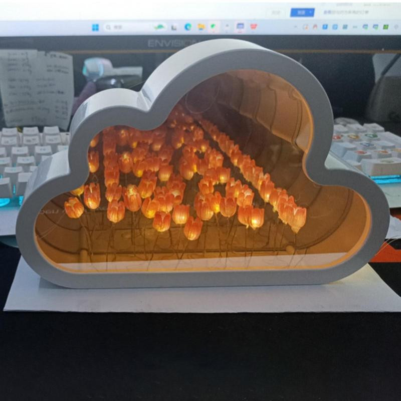 Debesų tulpių veidrodis naktinis šviestuvas „Pasidaryk pats“ Debesų tulpių lempa „Pasidaryk pats“ tulpių lempos dekorai Svetainės prie lovos darbalaukio papuošalai prie lovos lempa, skirta