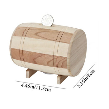 Креативно прасенце Дървени касички Дървена бъчва Дървена ръчно изработена кутия за съхранение на монети Подаръци за рожден ден