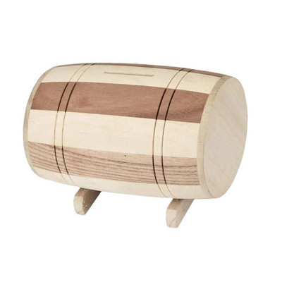 Kreatív malacka fa malacperselyek fa hordó formájú, kézzel készített fából készült érmék tárolódobozok születésnapi ajándékok