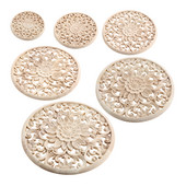 10/12/15/20/24/30cm Koka grebta aplikācija Apaļa Onlay Kokgriezuma Uzlīme Nekrāsots Dekoratīvs Zieds Mājas Mēbeles Sienu Dekors