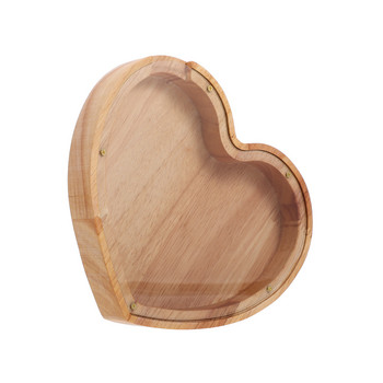 Дървена касичка за спестявания Касичка за спестяване на пари, буркан, касичка във формата на сърце Декорация на дома