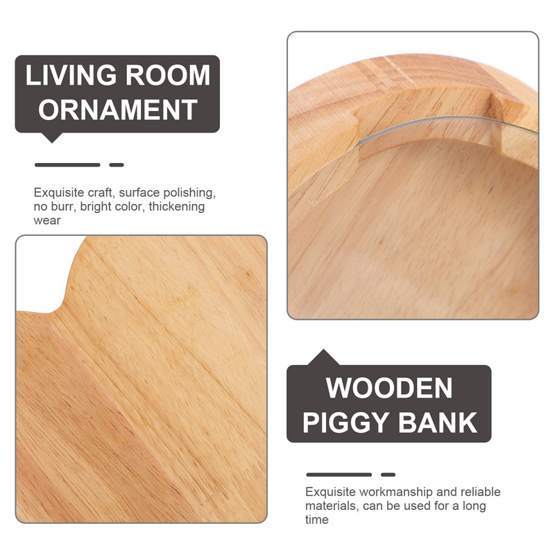 Drvena kasica prasica Štednja Kutija za novac Staklenka kasica prasica u obliku srca Dekor za dom