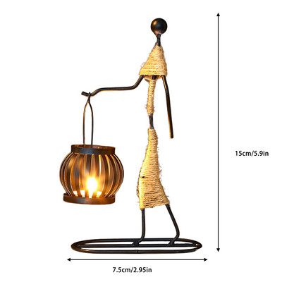 Āfrikas sieviešu svečturis Dekoratīvs vintage svečturis Metāla svečturi Statīvs Dekoratīvs galda vidusdaļa guļamistabai