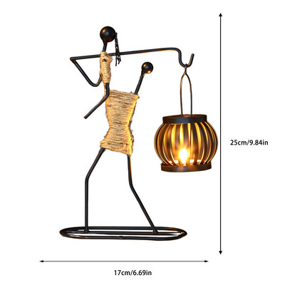 Āfrikas sieviešu svečturis Dekoratīvs vintage svečturis Metāla svečturi Statīvs Dekoratīvs galda vidusdaļa guļamistabai