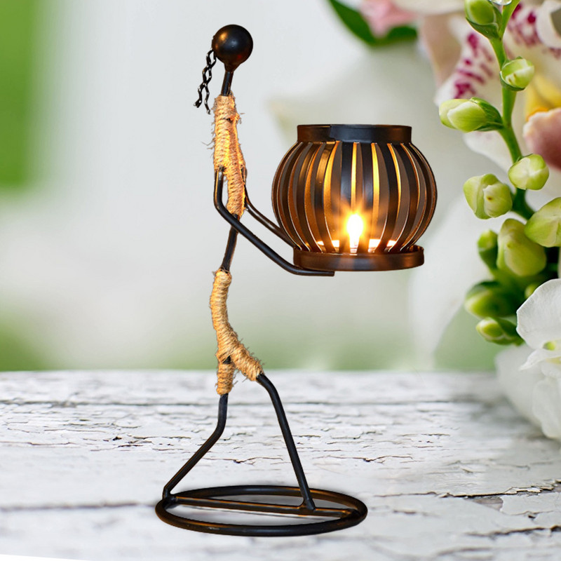 Āfrikas sieviešu svečturis Dekoratīvs vintage svečturis Metāla svečturi Statīvs Dekoratīvs galda vidusdaļa guļamistabai