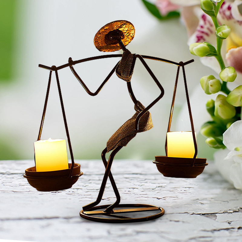 Āfrikas sieviešu svečturis Dekoratīvs vintage svečturis Metāla svečturi Statīvs Dekoratīvs galda vidusdaļa guļamistabai