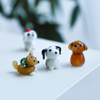 Πολύχρωμο χαριτωμένο γυάλινο μίνι ειδώλιο σκύλου Αστείο μικροσκοπικό καρτούν αγαλματίδιο ζώου Μικρο νεράιδα ειδώλια κήπου Μινιατούρες Διακόσμηση κήπου σπιτιού